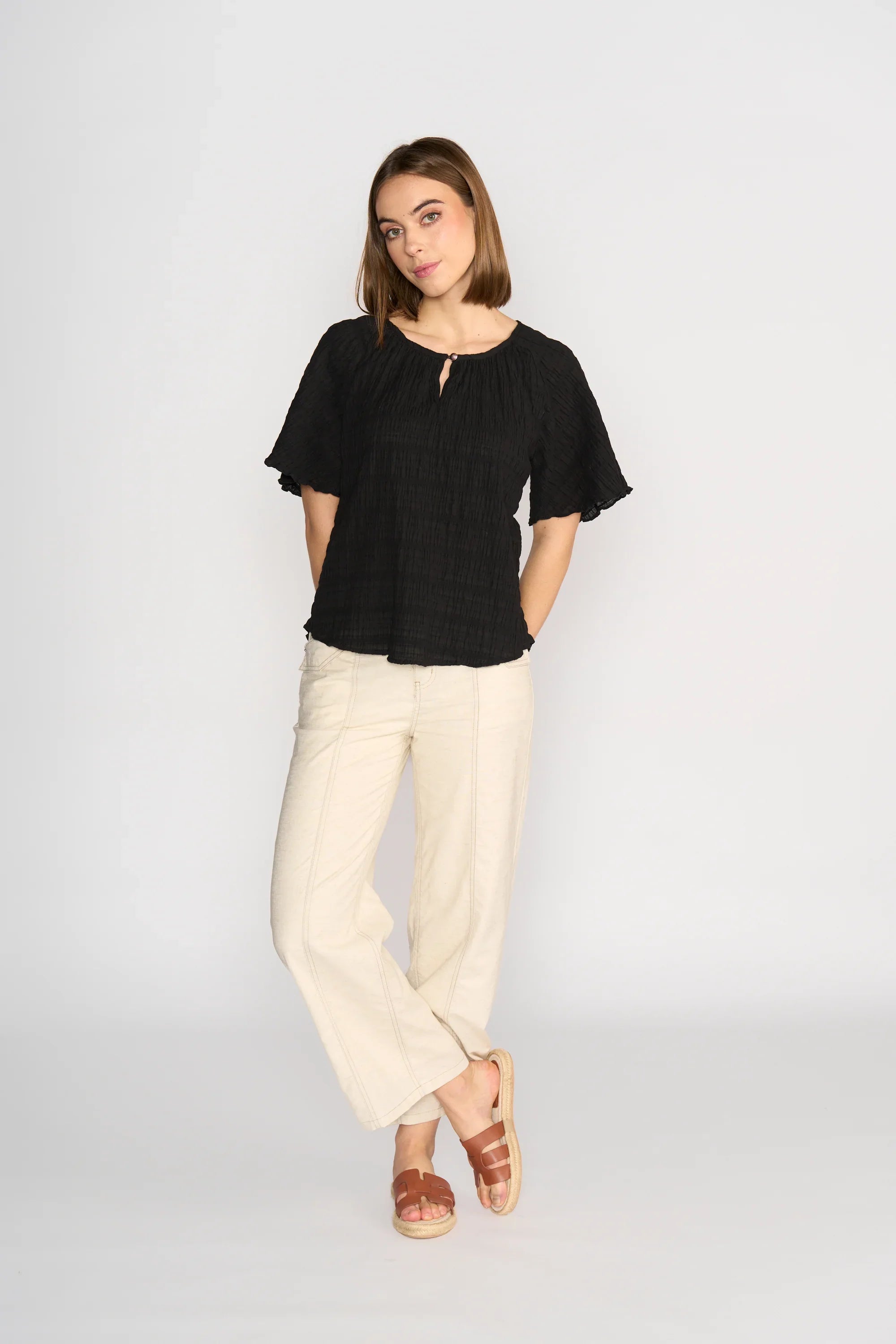 Hazel Top - Black Texture - Knewe Label