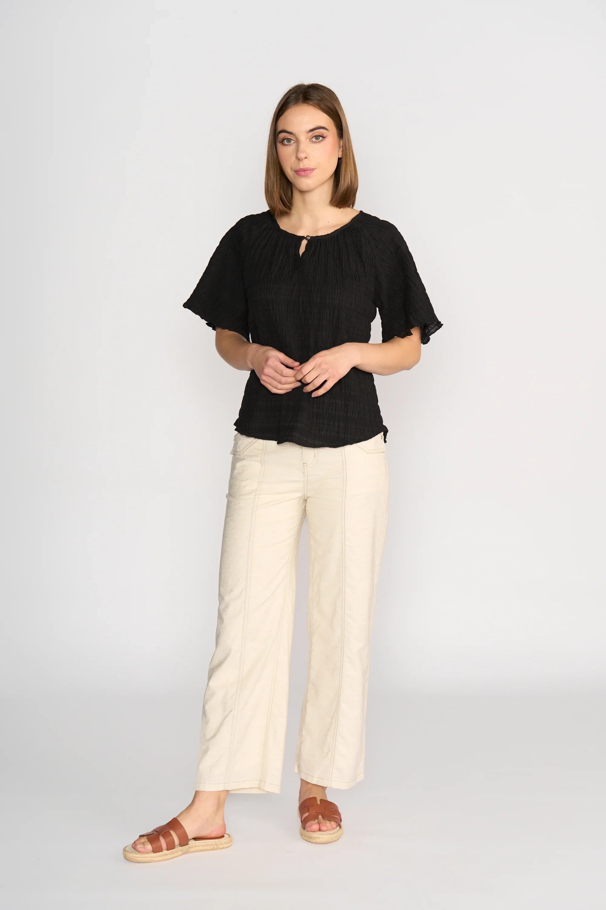 Hazel Top - Black Texture - Knewe Label