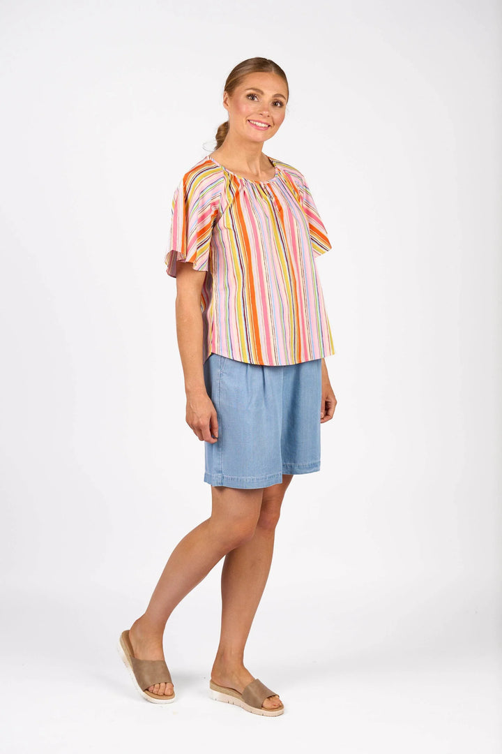 KNEWE Label women's K5083P Hazel Top in Bonbon - close-up fabric detail