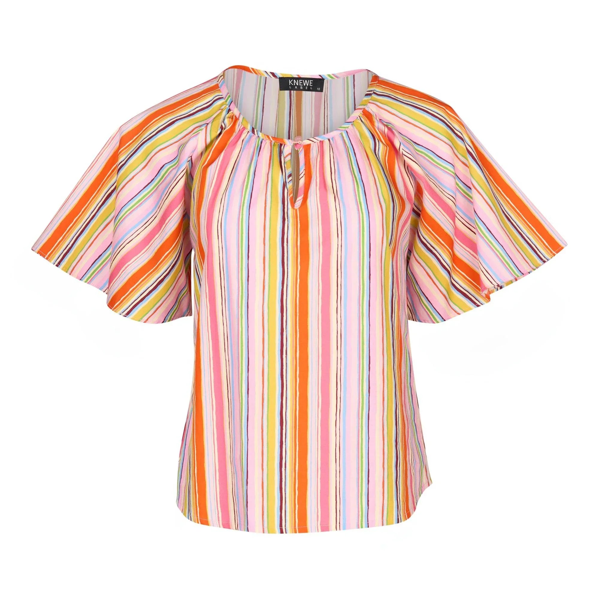 KNEWE Label women's K5083P Hazel Top in Bonbon - close-up fabric detail