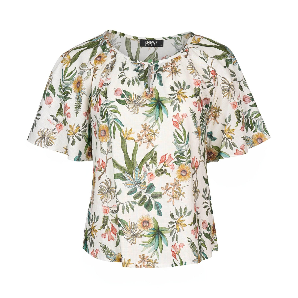 KNEWE Label women's K5083P Hazel Top in Wild - close-up fabric detail