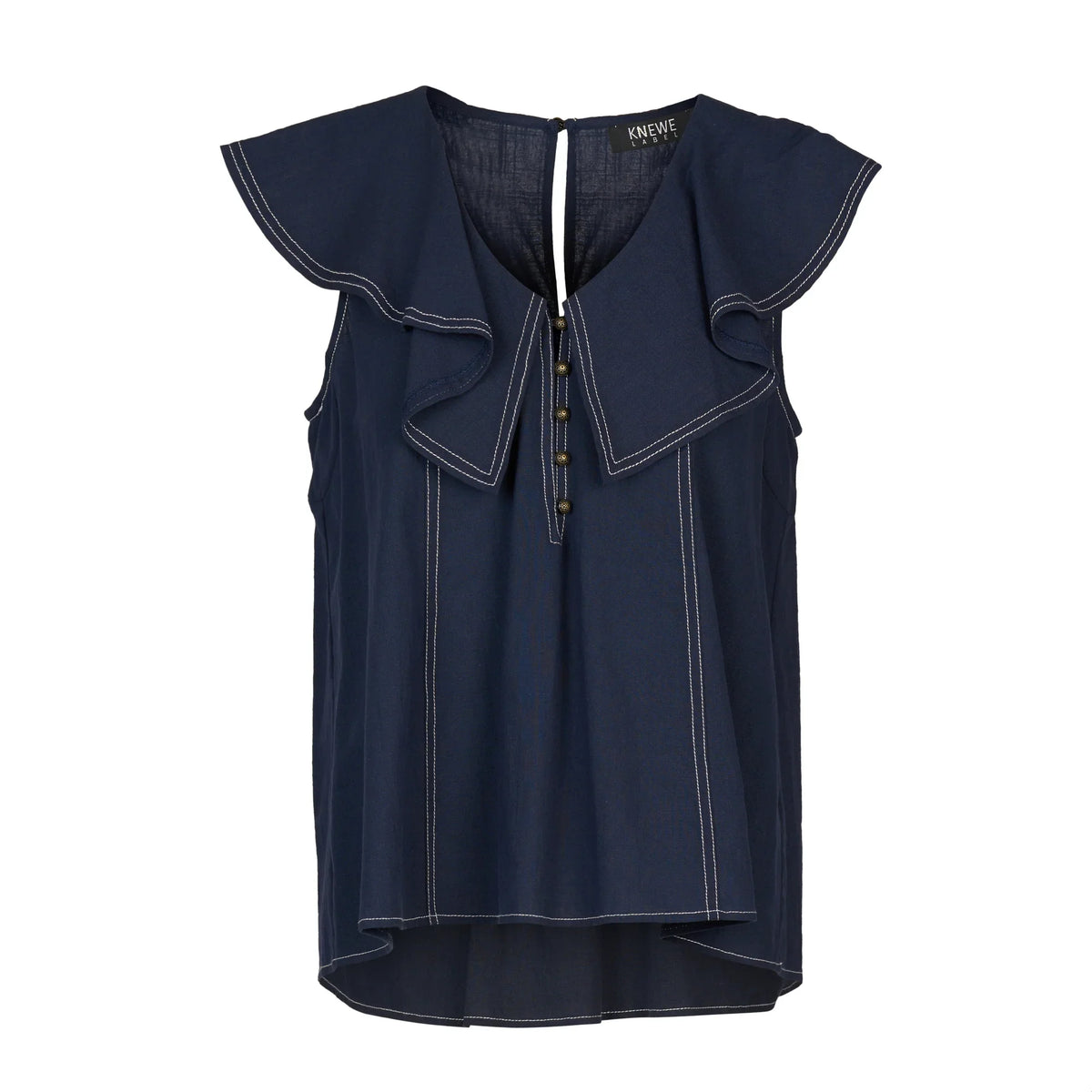 KNEWE Label women's K5095 Breeze Top in Ink - close-up fabric detail