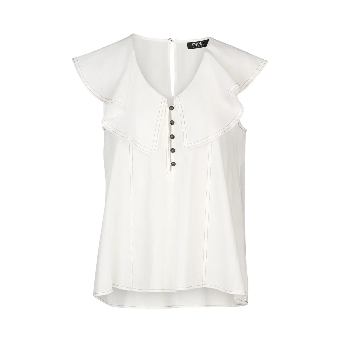 KNEWE Label women's K5095 Breeze Top Off in White - close-up fabric detail