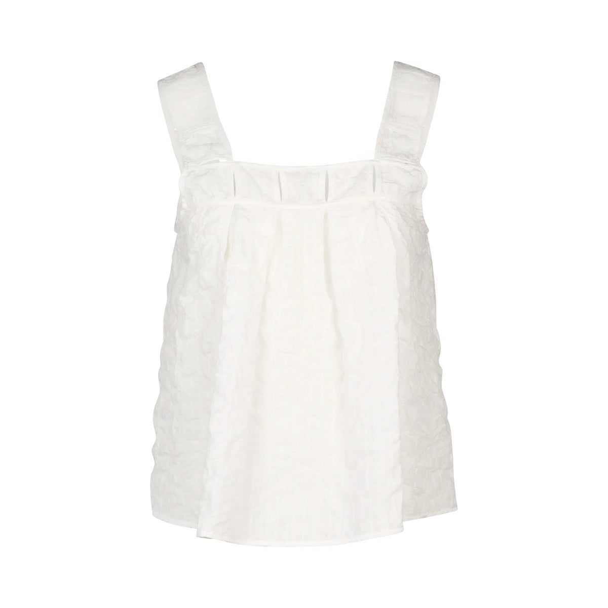 KNEWE Label women's K5096 Evolve Top White in Check - close-up fabric detail