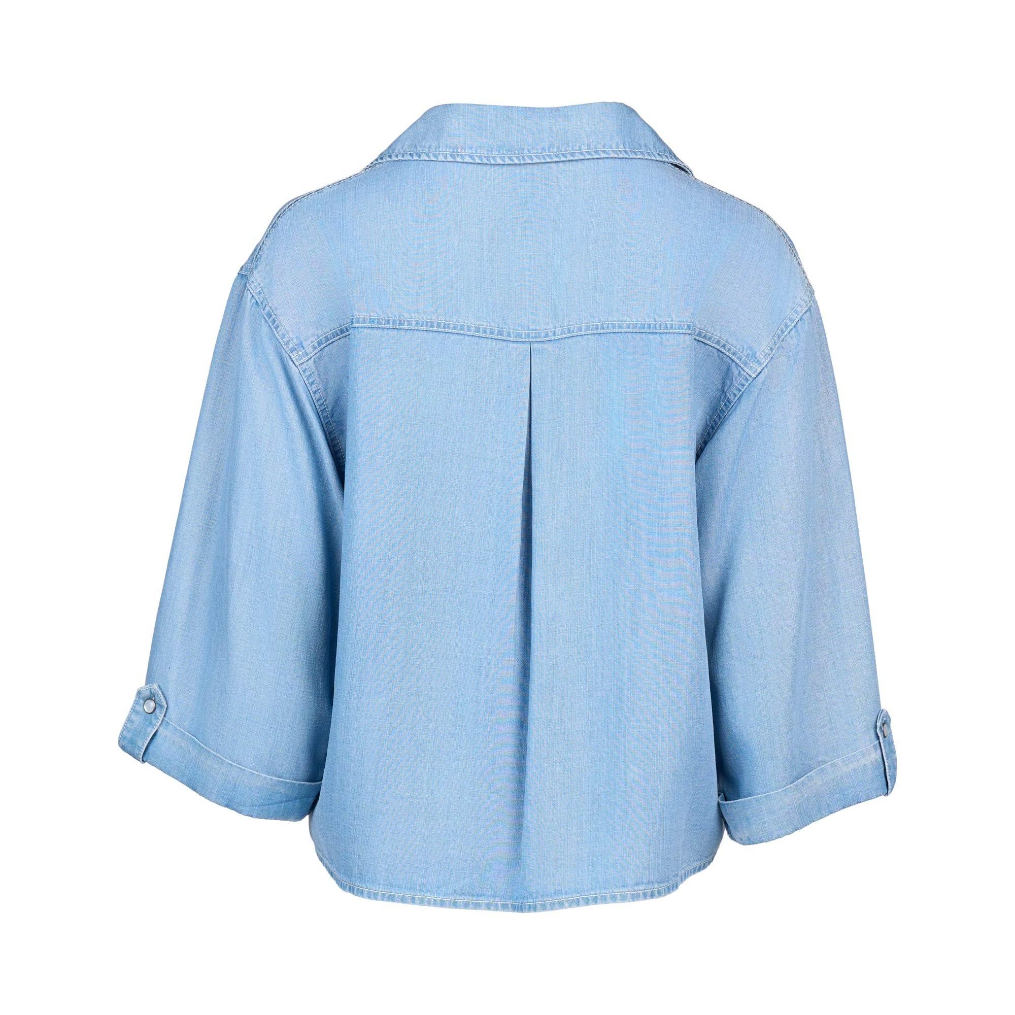 KNEWE Label women's K5103 Knight Shirt Light in Blue - close-up fabric detail