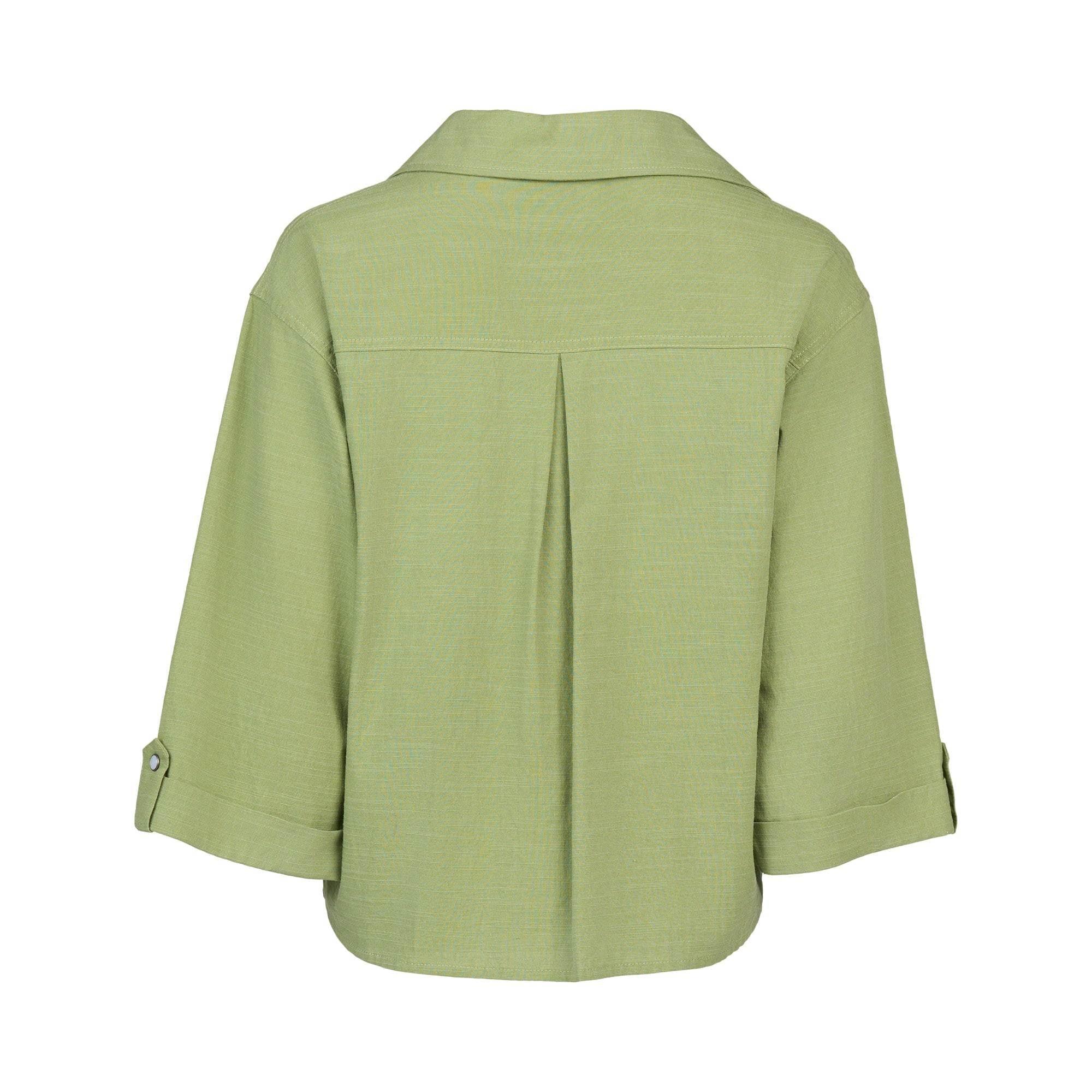 KNEWE Label women's K5103 Knight Shirt in Sage - close-up fabric detail