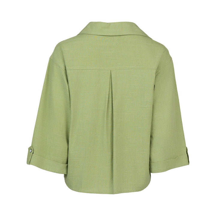 KNEWE Label women's K5103 Knight Shirt in Sage - close-up fabric detail