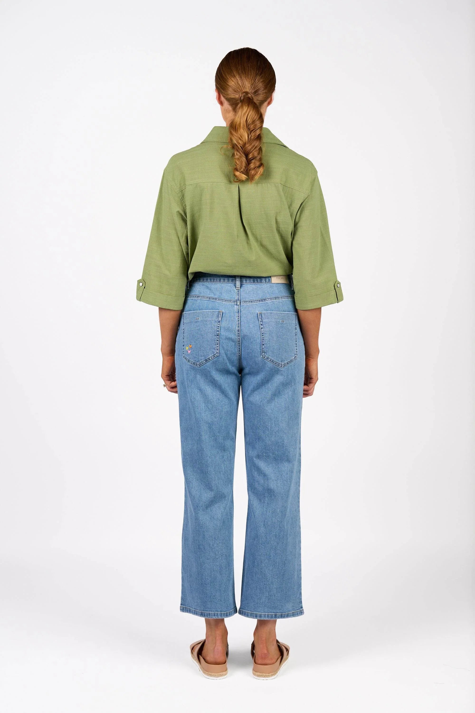 KNEWE Label women's K7109 Marlow Jean in Malibu - close-up fabric detail