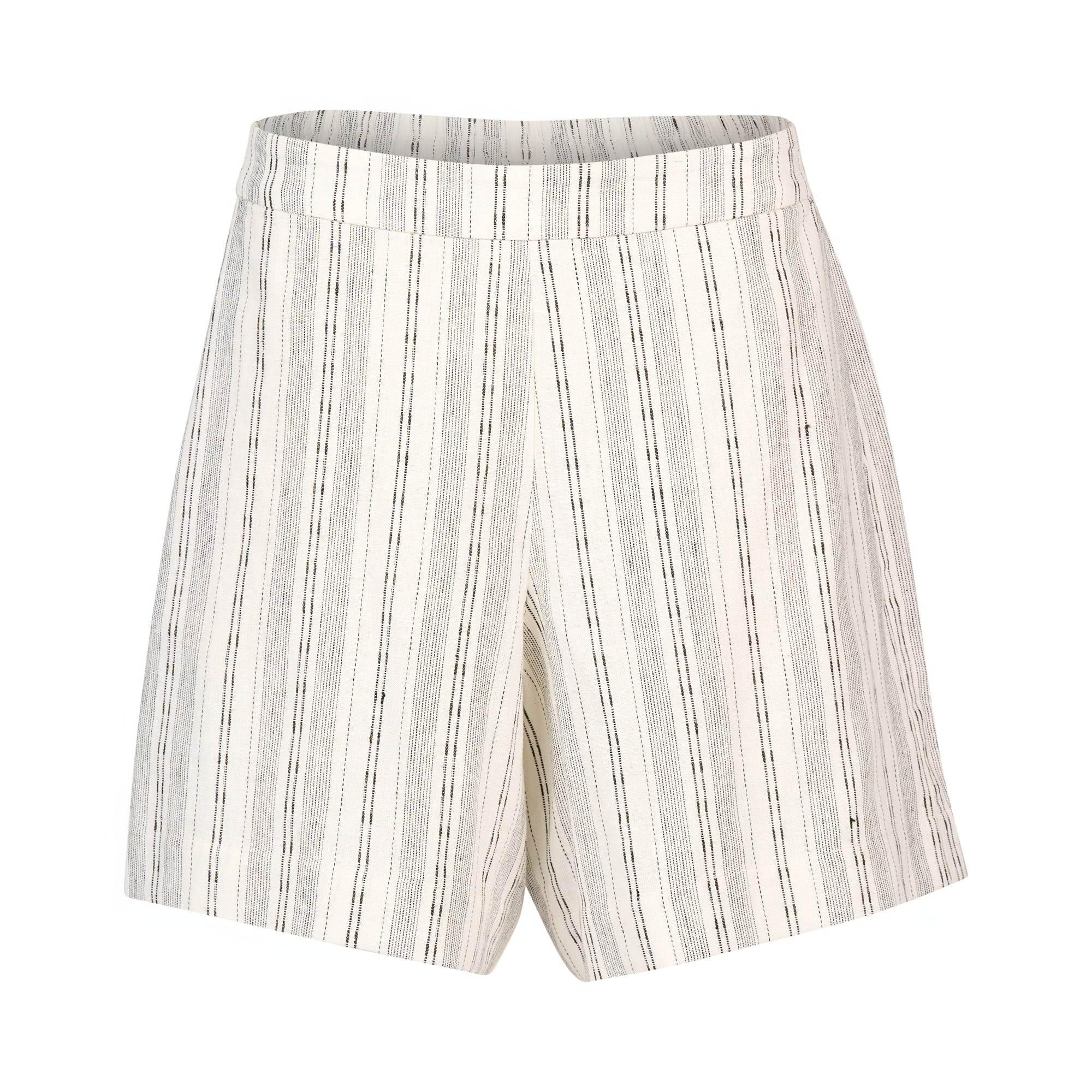 KNEWE Label women's K8013 Zephyr Short in Stripe - close-up fabric detail