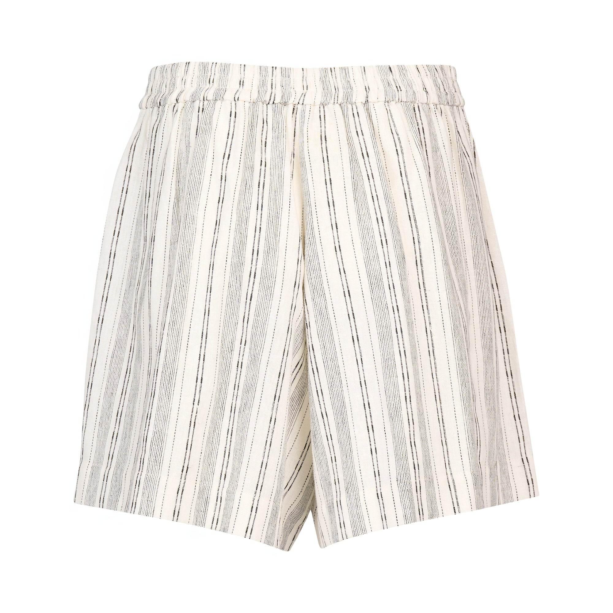 KNEWE Label women's K8013 Zephyr Short in Stripe - close-up fabric detail
